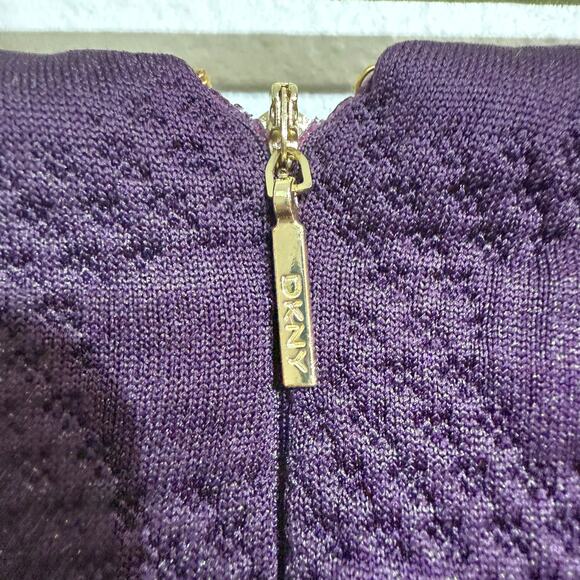 DKNY Eggplant Mini Fit Flare Dress Sz 10 - Picture 10 of 14